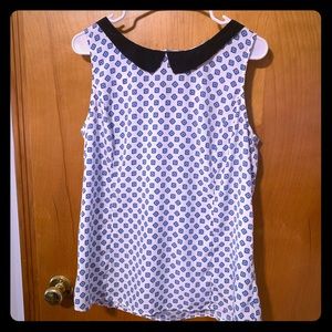 Tommy Hilfiger White and Blue Diamond Top- Medium